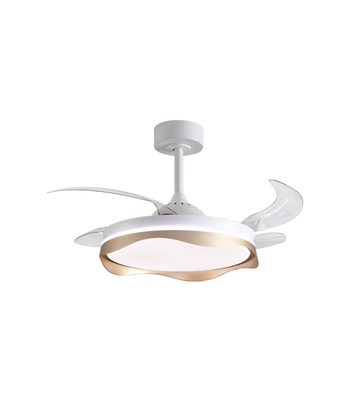 Ventilador OLAS DC 72W 6480Lm 4 Aspas Blanco/Oro CCT