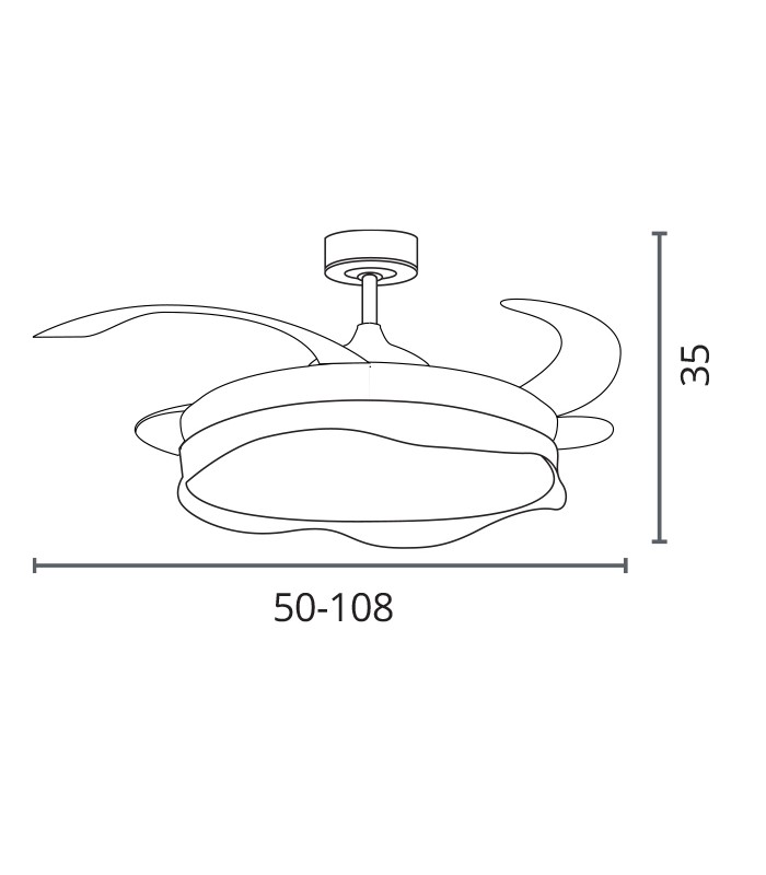 Ventilador OLAS DC 72W 6480Lm 4 Aspas Blanco/Plata CCT