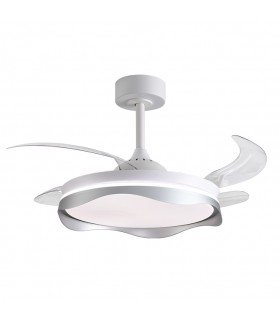 Ventilador OLAS DC 72W 6480Lm 4 Aspas Blanco/Plata CCT