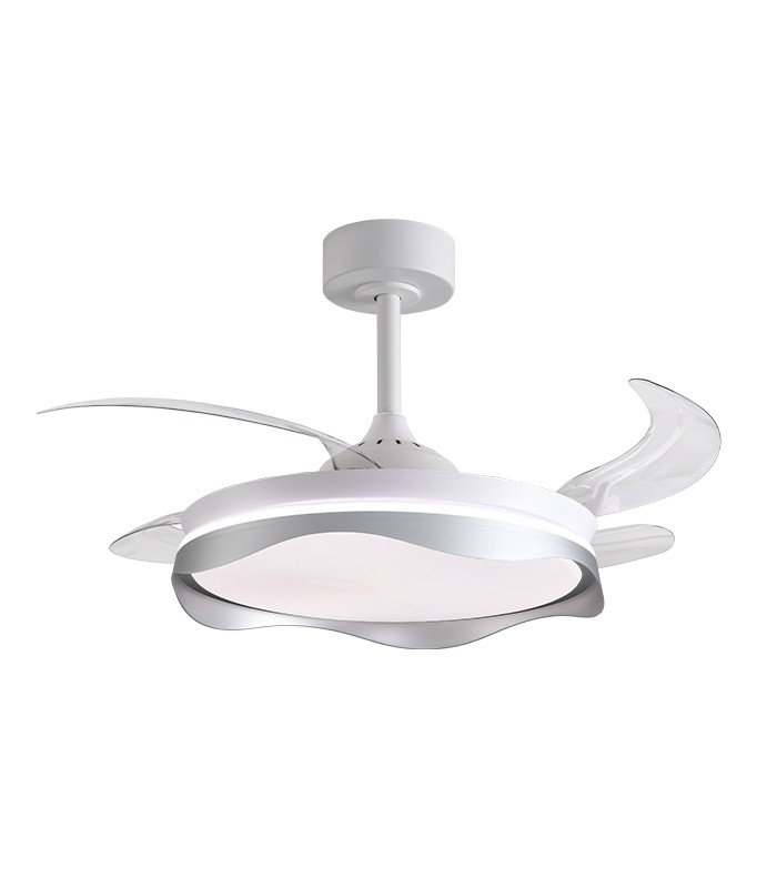 Ventilador OLAS DC 72W 6480Lm 4 Aspas Blanco/Plata CCT