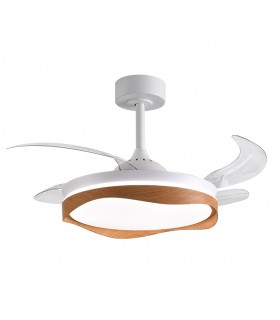 Ventilador OLAS DC 72W 6480Lm 4 Aspas Blanco/Madera CCT