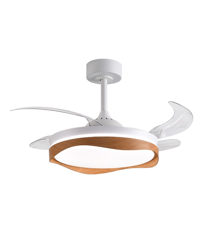 Ventilador OLAS DC 72W 6480Lm 4 Aspas Blanco/Madera CCT