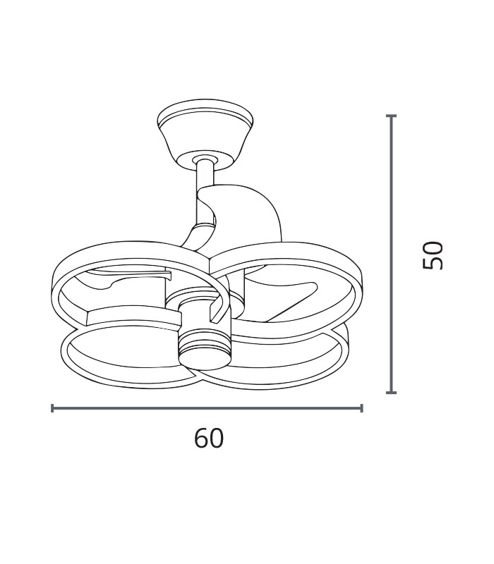 Ventilador Led TREBOL Blanco DC 100W 1900Lm 3 Aspas CCT