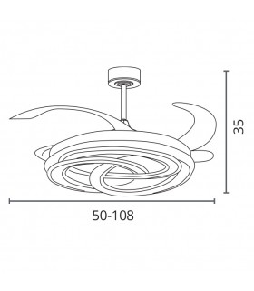 Ventilador NUDOS DC 72W 6480Lm 4 Aspas Blanco CCT