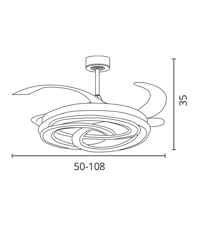 Ventilador NUDOS DC 72W 6480Lm 4 Aspas Blanco CCT