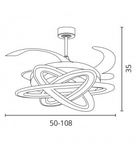 Ventilador SATURNO DC 72W 6480Lm 4 Aspas Blanco CCT