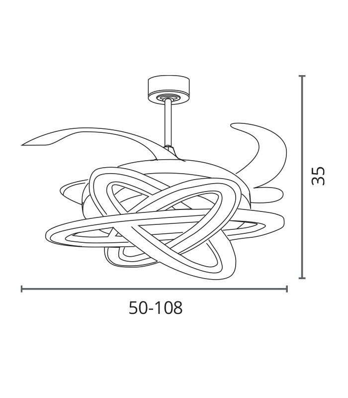 Ventilador SATURNO DC 72W 6480Lm 4 Aspas Blanco CCT