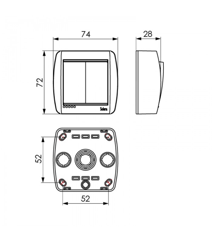 Doble conmutador 10AX 250V De superficie