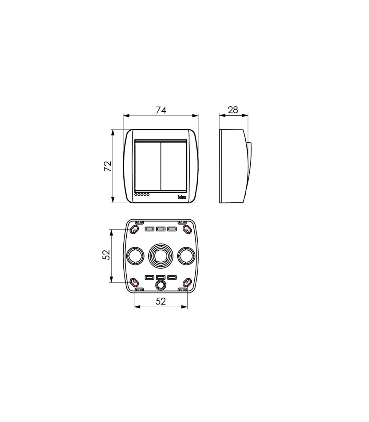 Doble conmutador 10AX 250V De superficie