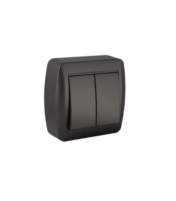 Doble conmutador 10AX 250V De superficie Negro