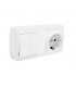 Base fija 2P+T 16A 250V + doble Conmutador / interruptor 10AX 250V De superficie
