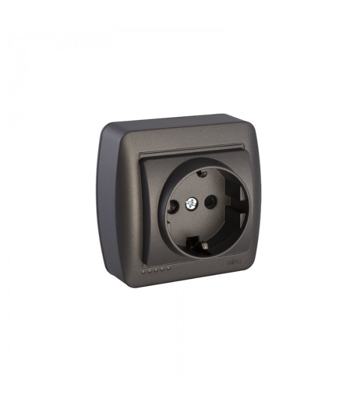Base fija 2P+T 16A 250V De superficie Negra