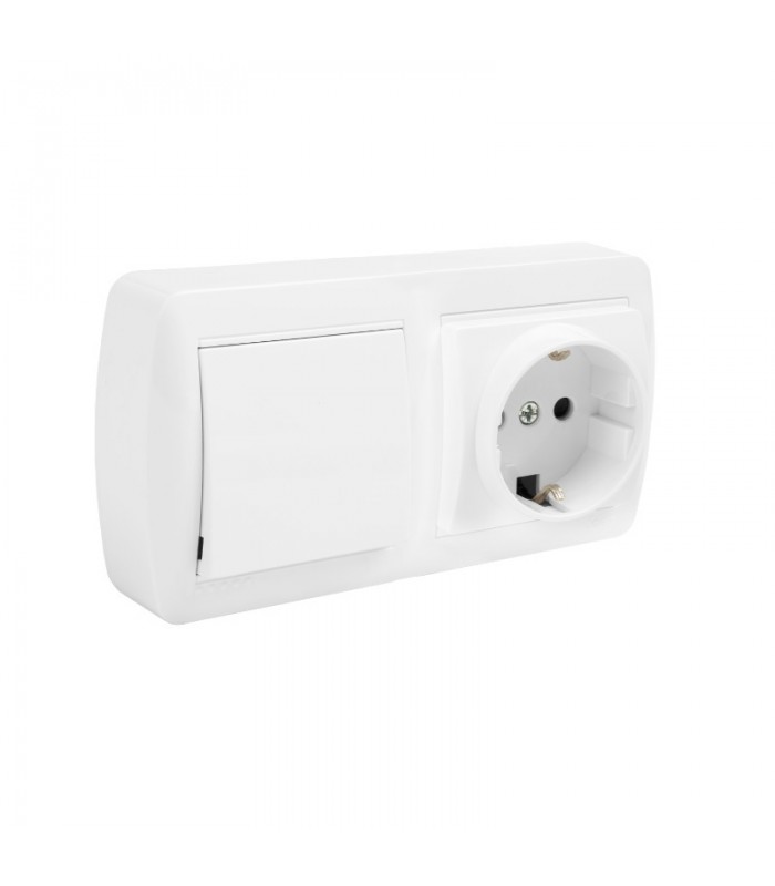 Base fija 2P+T 16A 250V + Conmutador / interruptor 10AX 250V De superficie