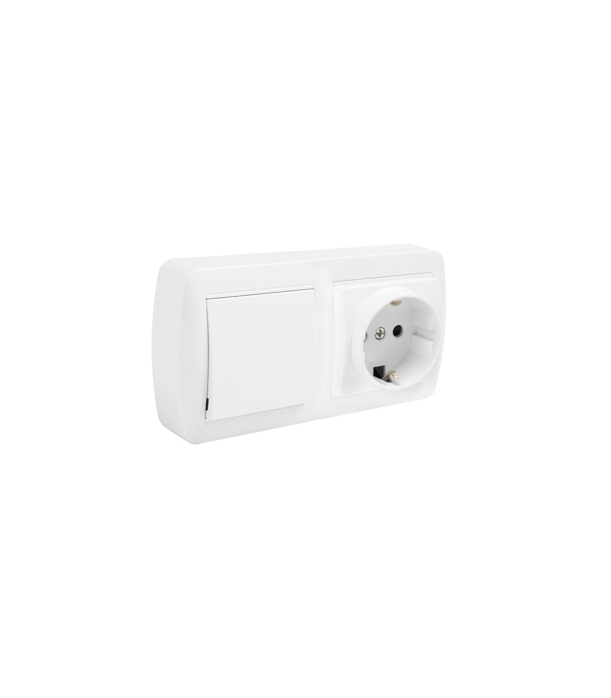 Base fija 2P+T 16A 250V + Conmutador / interruptor 10AX 250V De superficie