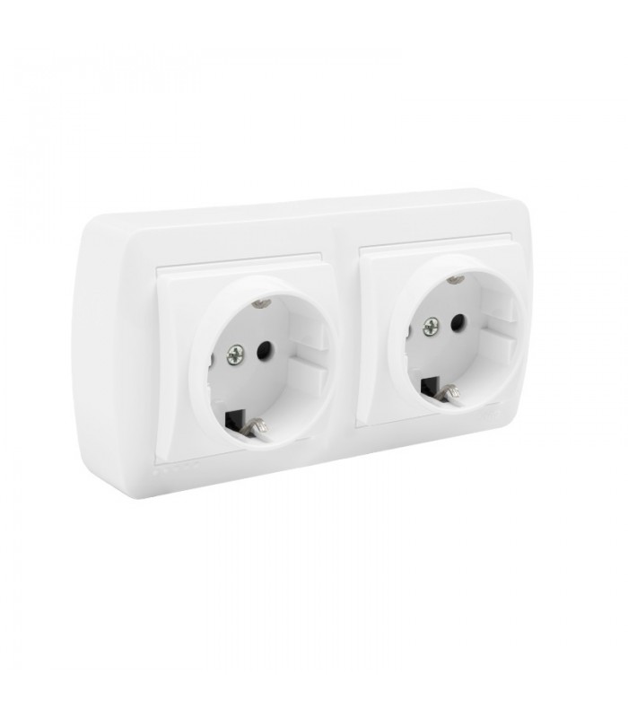 Base fija doble 2P+T 16A 250V De superficie