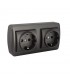 Base fija doble 2P+T 16A 250V De superficie Negra