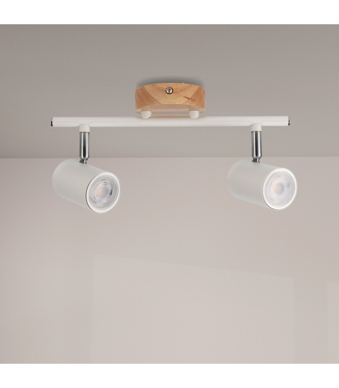 Aplique de Techo Gu10 Orientable Serie WOOD 2 Focos