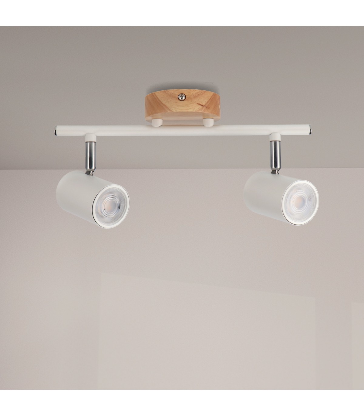 Aplique de Techo Gu10 Orientable Serie WOOD 2 Focos