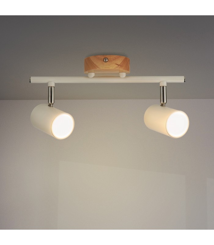 Aplique de Techo Gu10 Orientable Serie WOOD 2 Focos