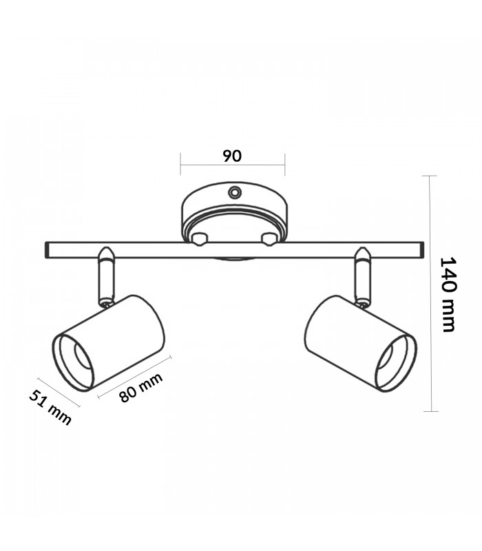 Aplique de Techo Gu10 Orientable Serie WOOD 2 Focos