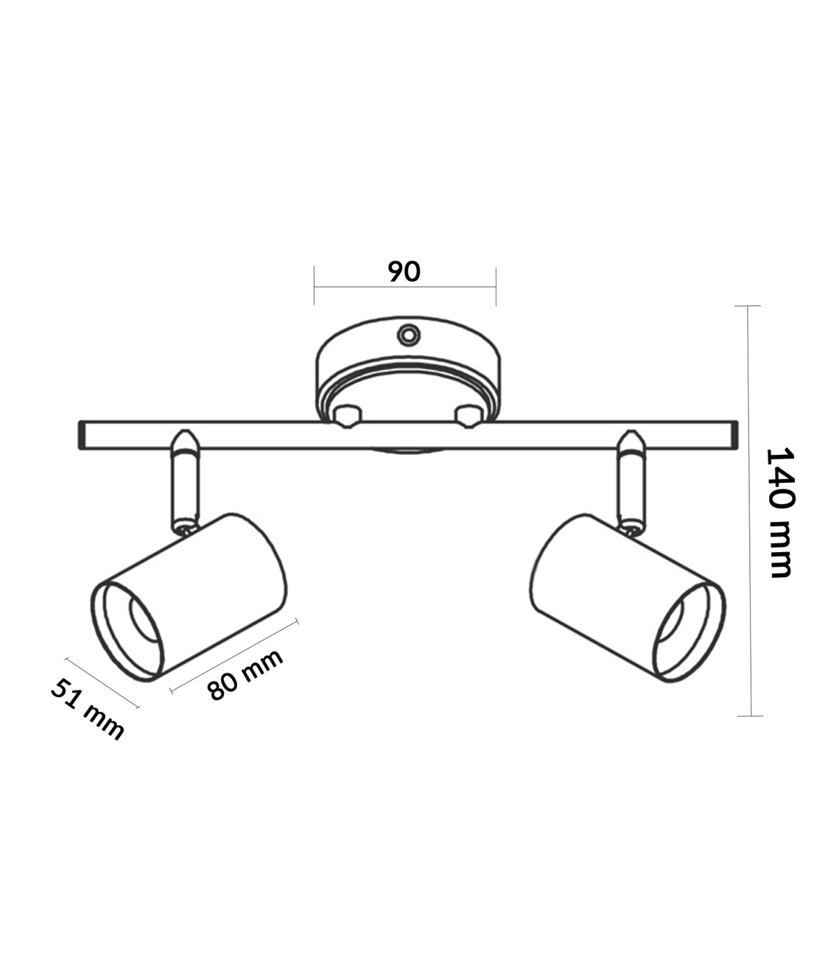 Aplique de Techo Gu10 Orientable Serie WOOD 2 Focos