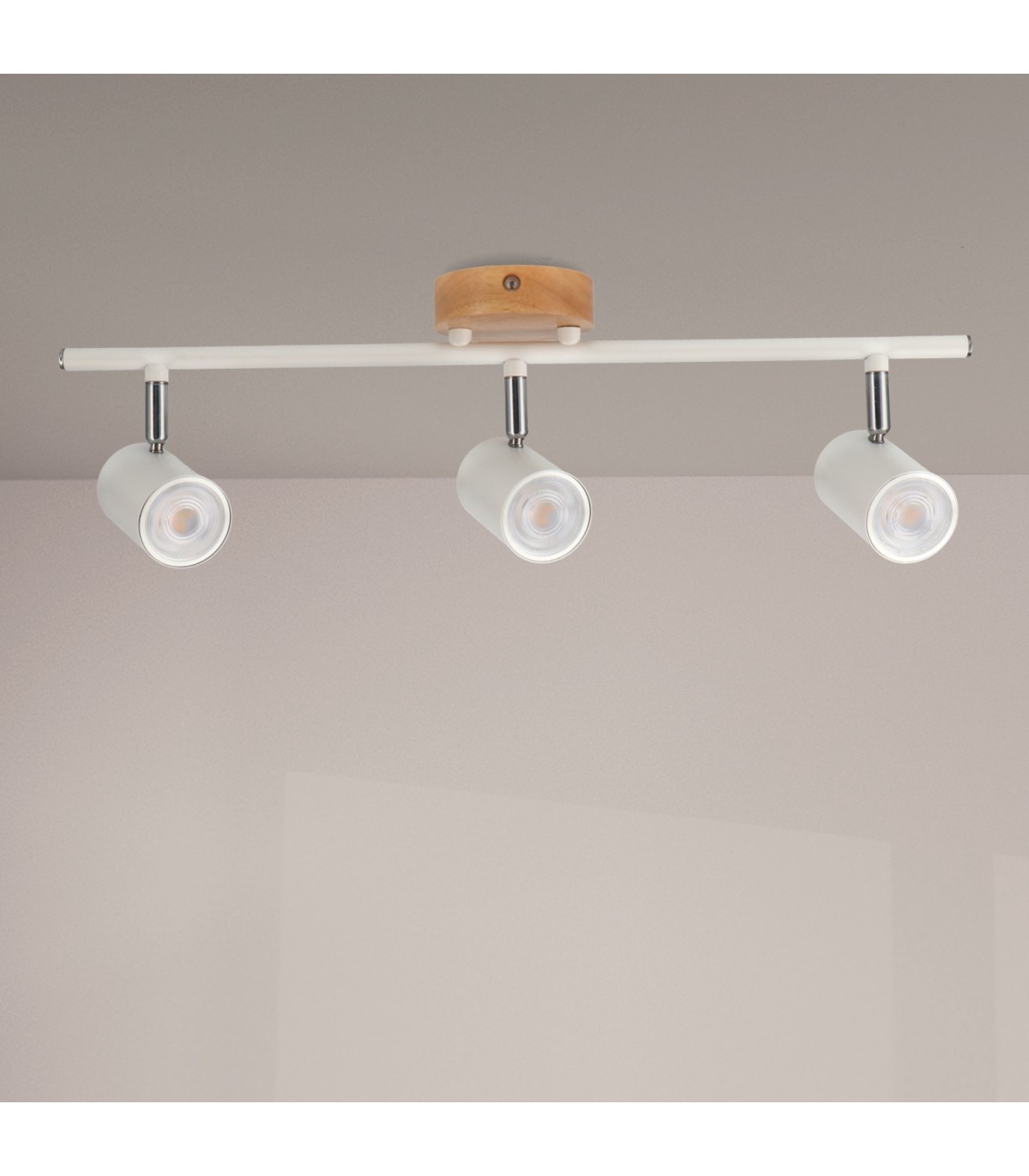 Aplique de Techo Gu10 Orientable Serie WOOD 3 Focos