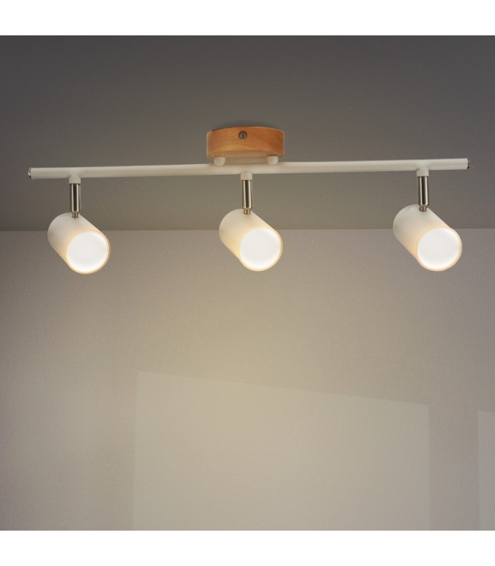 Aplique de Techo Gu10 Orientable Serie WOOD 3 Focos