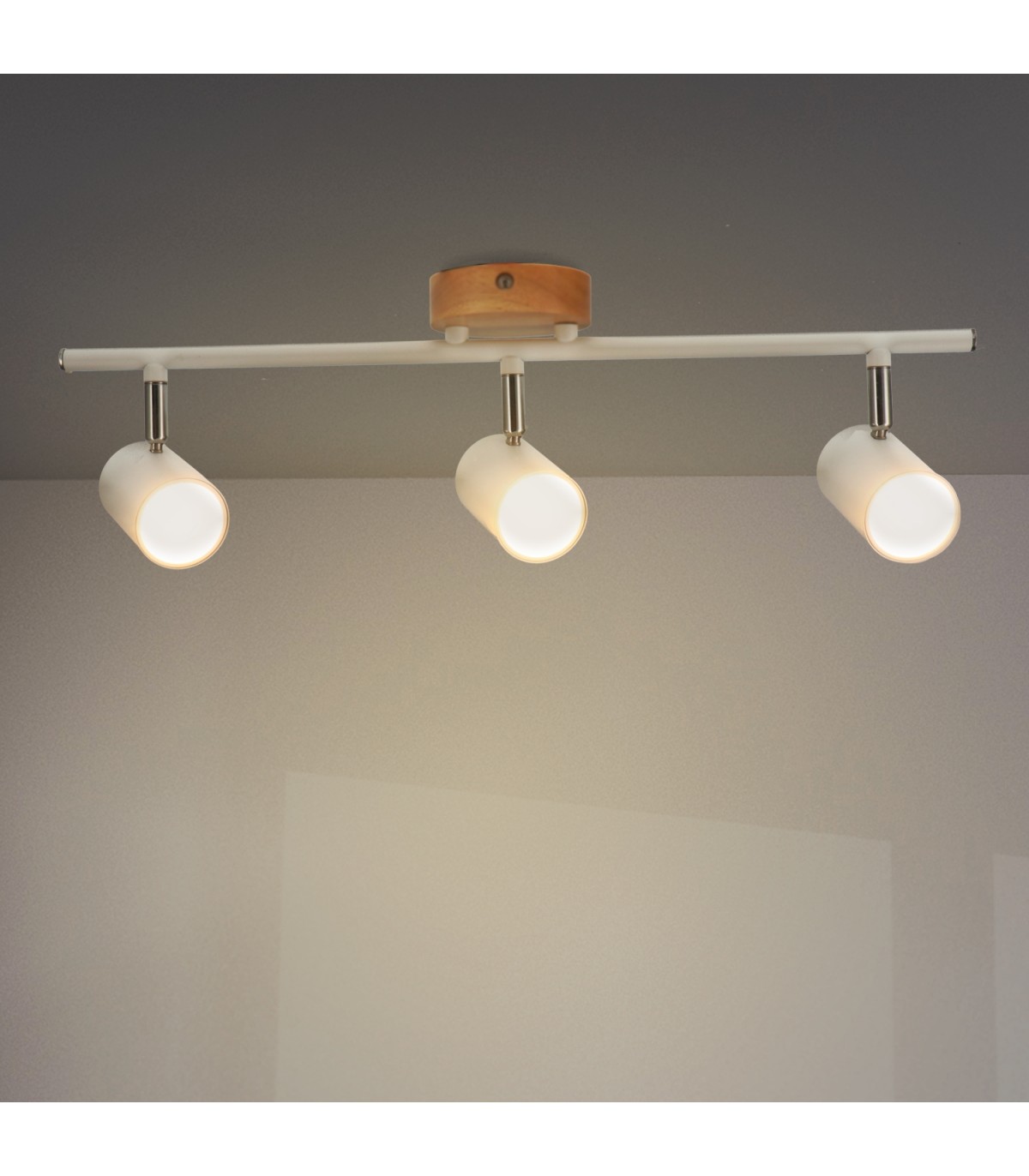 Aplique de Techo Gu10 Orientable Serie WOOD 3 Focos