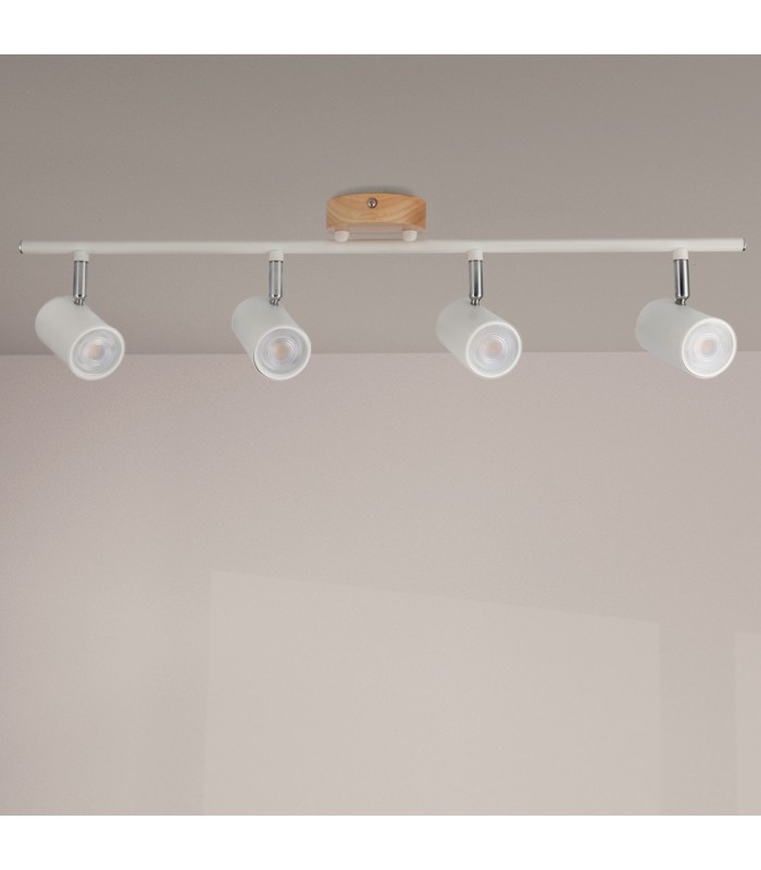 Aplique de Techo Gu10 Orientable Serie WOOD 4 Focos