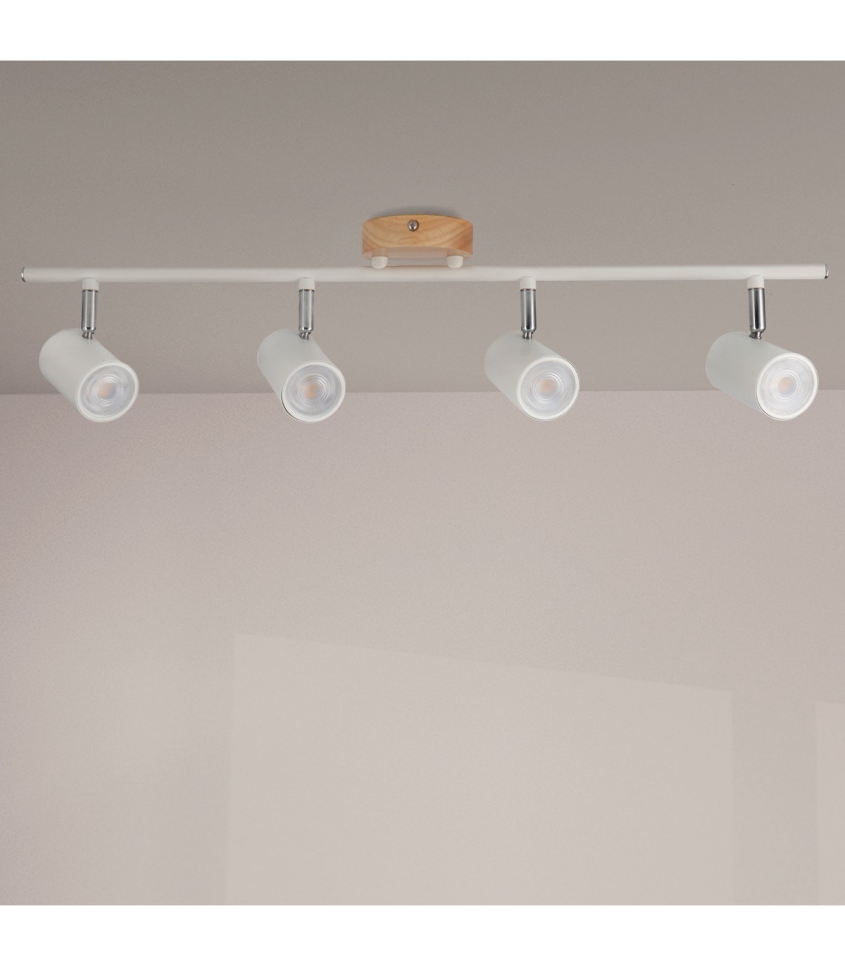 Aplique de Techo Gu10 Orientable Serie WOOD 4 Focos