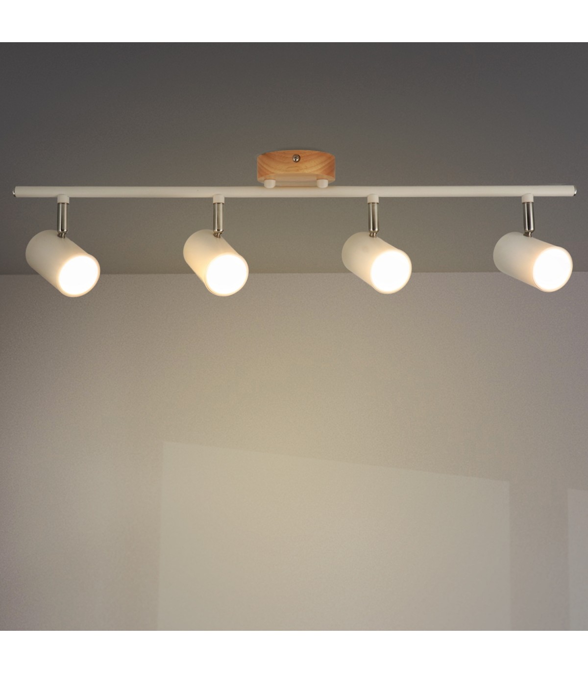 Aplique de Techo Gu10 Orientable Serie WOOD 4 Focos