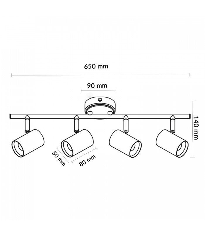 Aplique de Techo Gu10 Orientable Serie WOOD 4 Focos