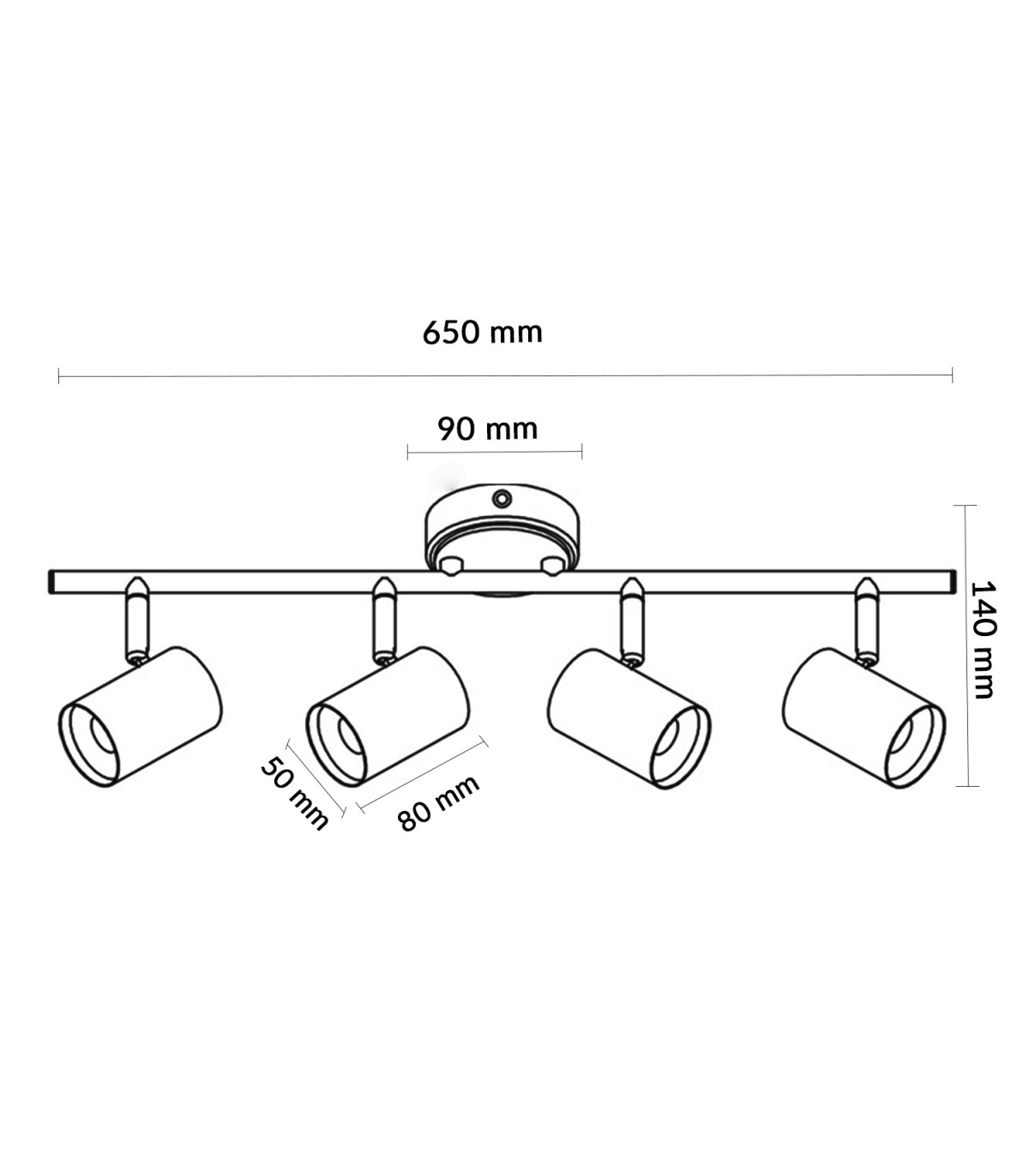 Aplique de Techo Gu10 Orientable Serie WOOD 4 Focos