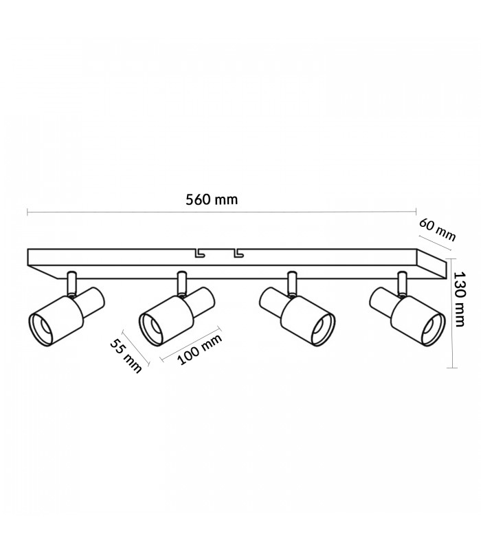 Aplique de Techo Gu10 Orientable Serie GOLD 4 Focos