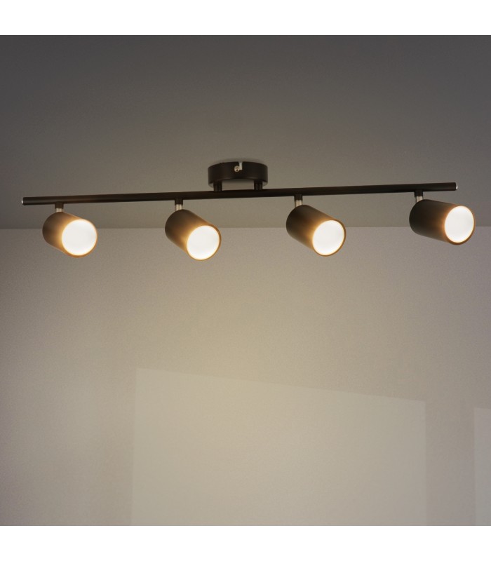 Aplique de Techo Gu10 Orientable Serie BLACK 4 Focos
