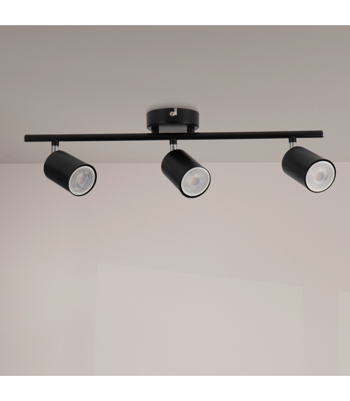 Aplique de Techo Gu10 Orientable Serie BLACK 3 Focos