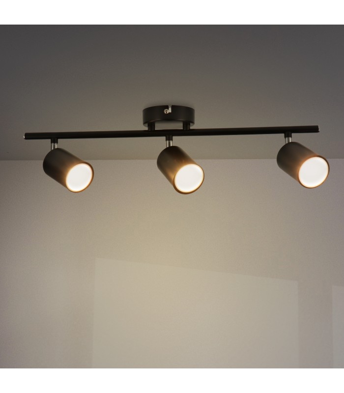 Aplique de Techo Gu10 Orientable Serie BLACK 3 Focos