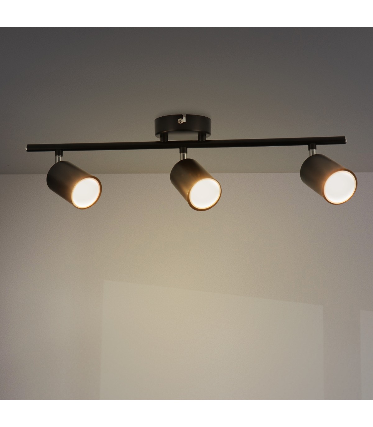 Aplique de Techo Gu10 Orientable Serie BLACK 3 Focos