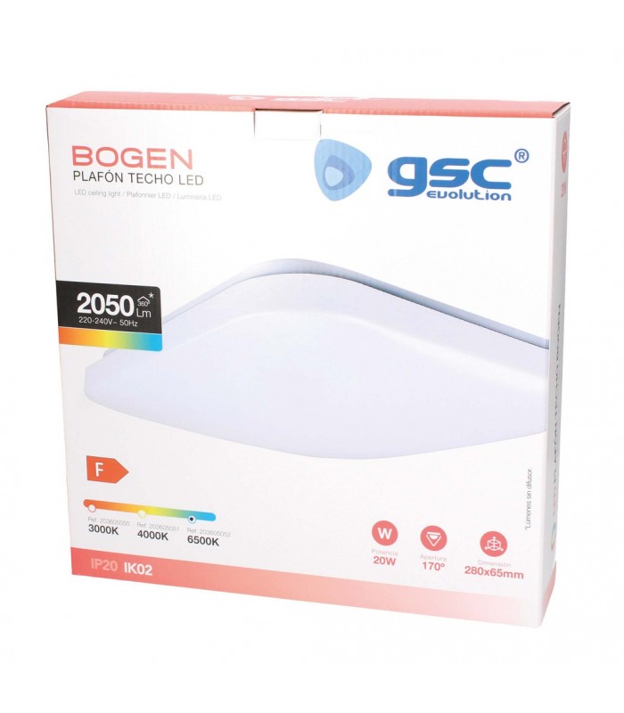 Plafón Superficie BOGEN 20W 2050Lm Cuadrado
