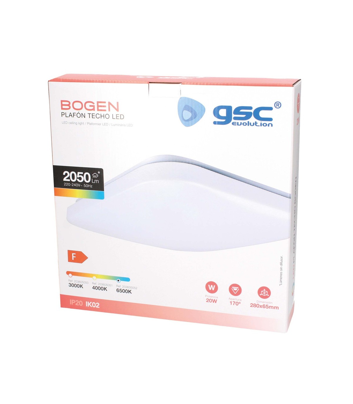 Plafón Superficie BOGEN 20W 2050Lm Cuadrado