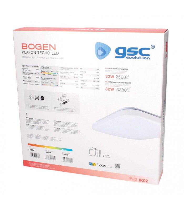 Plafón Superficie BOGEN 32W 3380Lm Cuadrado