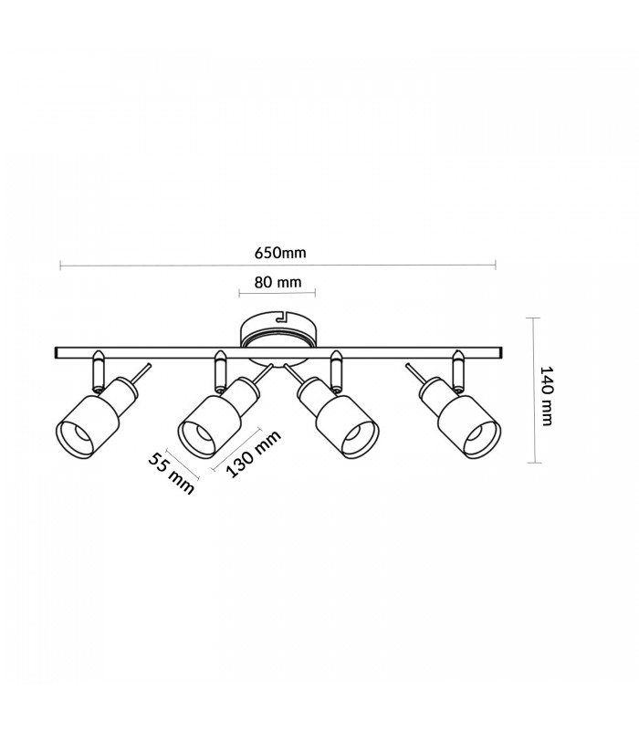 Aplique de Techo Gu10 Orientable Serie WHITE 4 Focos