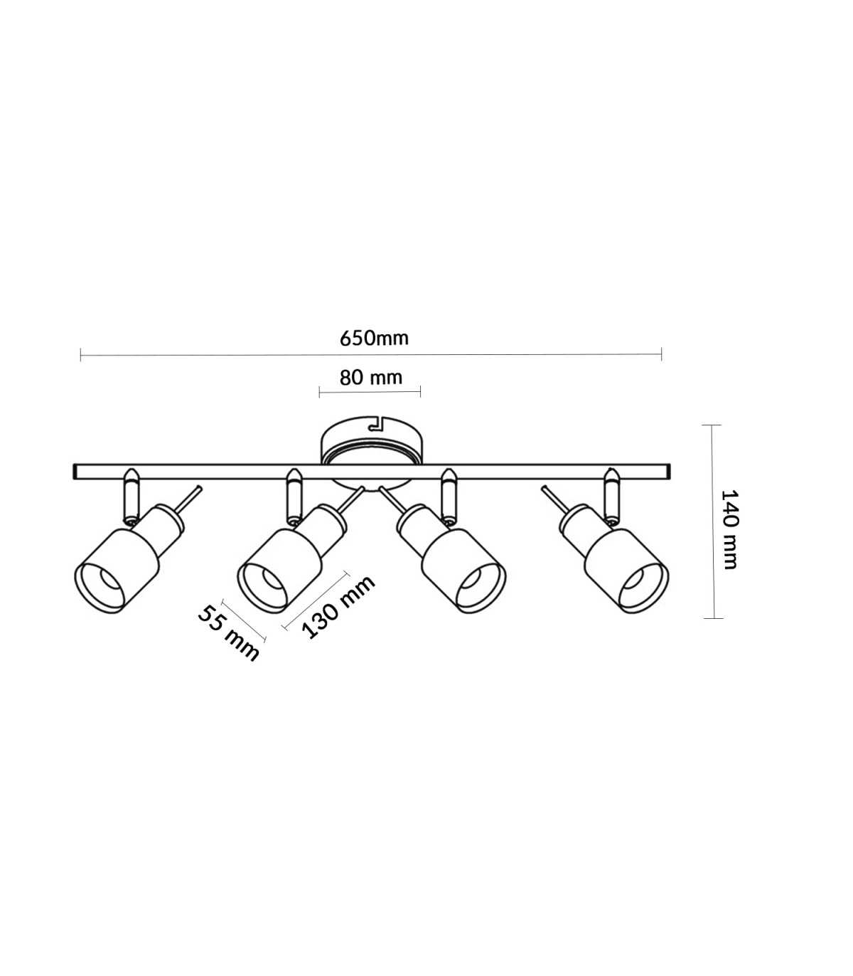 Aplique de Techo Gu10 Orientable Serie WHITE 4 Focos