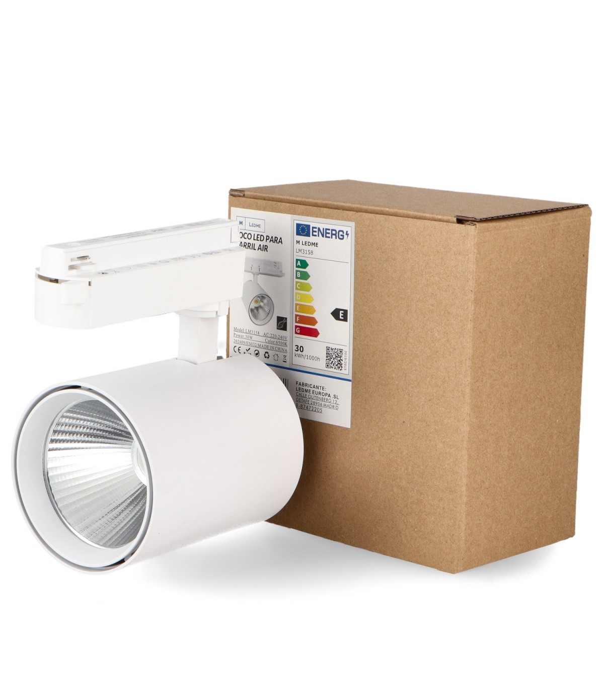 Foco Carril Monofásico AIR Pescaderías 30W 3500Lm 36º Blanco