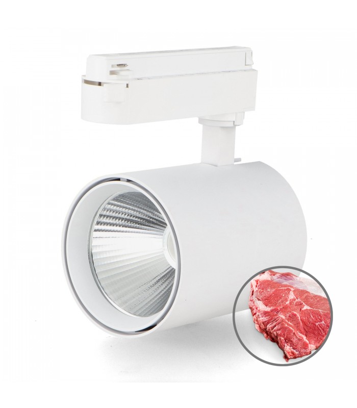 Foco Carril Monofásico AIR Carnicerías 30W 3500Lm 36º Blanco