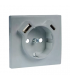 Tapa Base Schuko + USB Tipo A y C Aluminio Logus 90