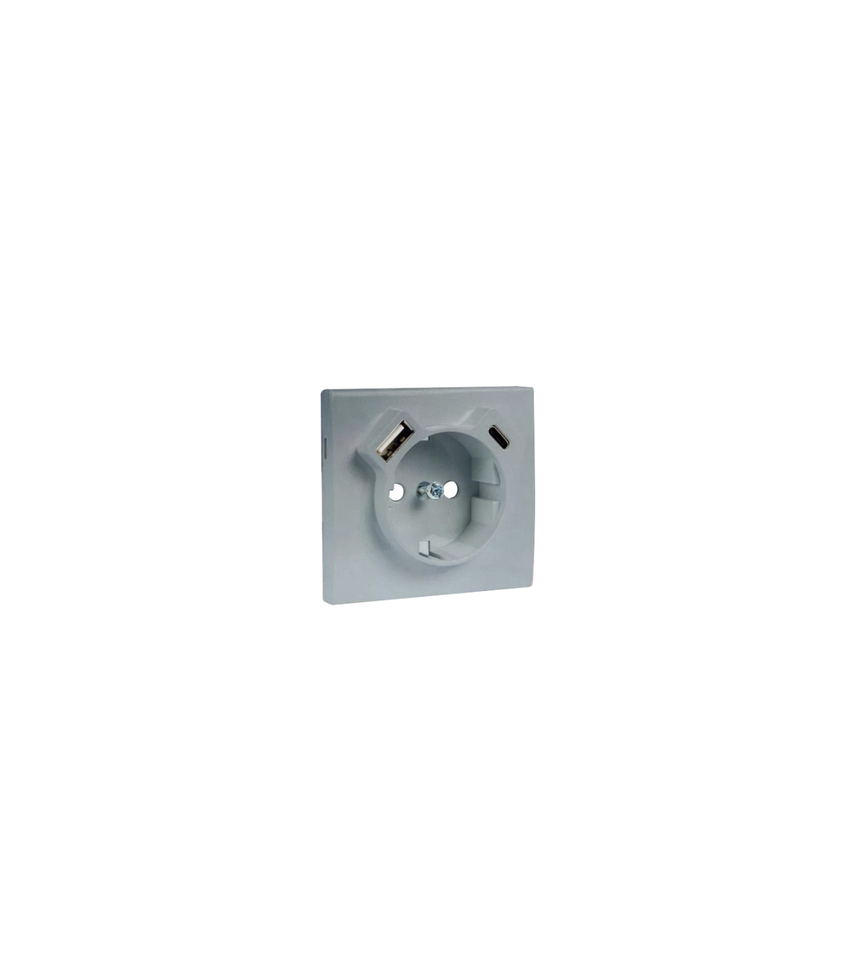 Tapa Base Schuko + USB Tipo A y C Aluminio Logus 90