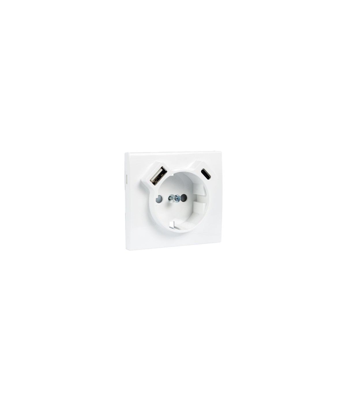 Tapa Base Schuko + USB Tipo A y C Blanco Logus 90