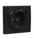 Tapa Base Schuko + USB Tipo A y C Negra Logus 90