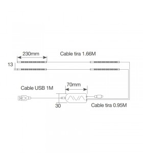 Kit 2M Tira de LED USB 230mm inteligente vía bluetooth RGB
